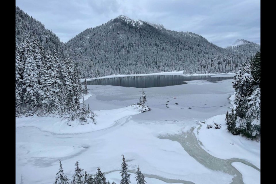 Chapman Lake, as seen Nov. 7, is nowhere near full and is freezing over.