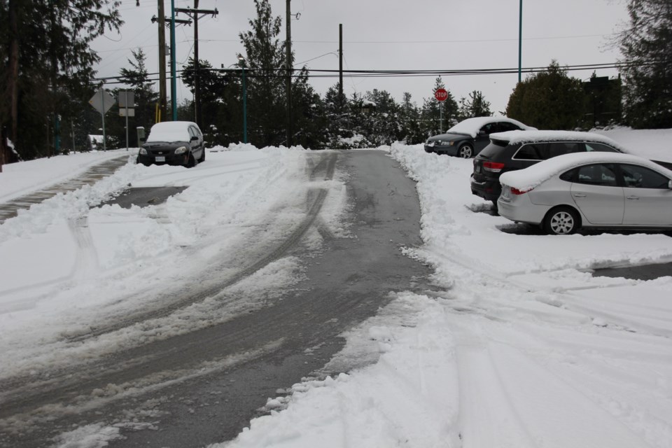 A snowy road in Sechelt Dec. 6