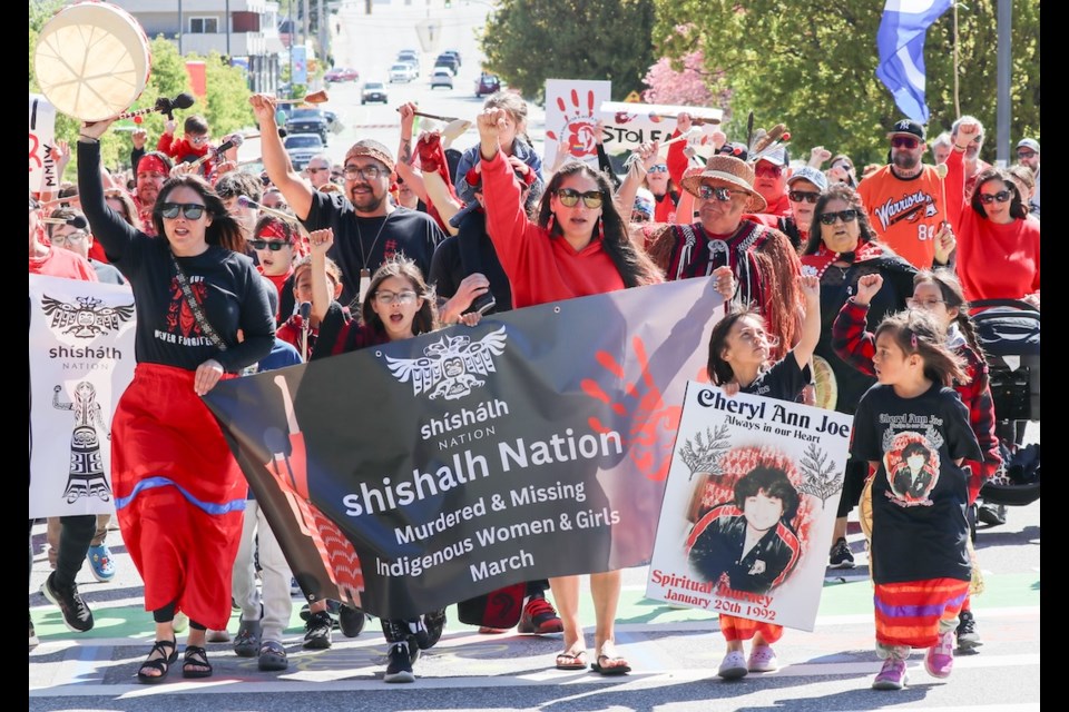 More than 200 people marched for awareness of missing Indigenous Women and Girls in Sechelt on May 4. 
