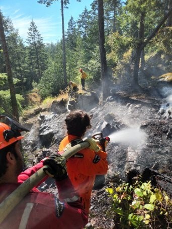 The Halfmoon Bay Volunteer Fire Department quickly responded to a brush fire near a property on Leaning Tree Road on July 27. 