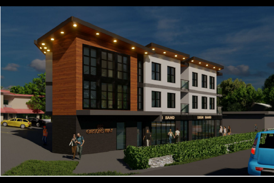 Artist concept of second building for 682 Gibsons Way