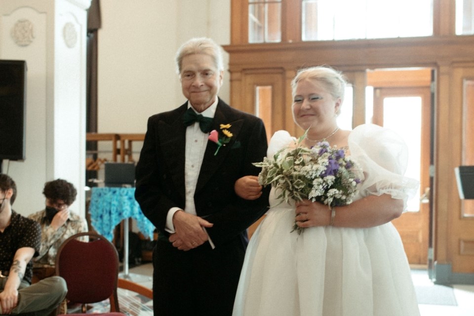 Bud Kurz was able to walk his daughter, Celina Tobin-Kurz, down the aisle at her wedding, with some help from Sechelt Hospital staff.