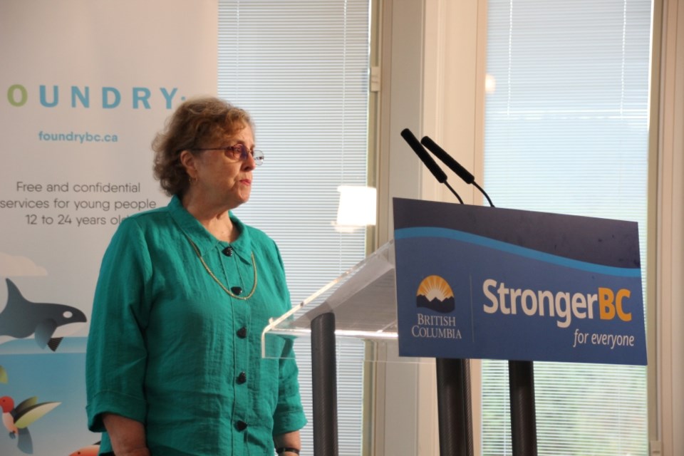 Marilyn Baines, an advocate for support for youth with mental health and substance use issues, spoke at the Oct. Foundry announcement in Sechelt.