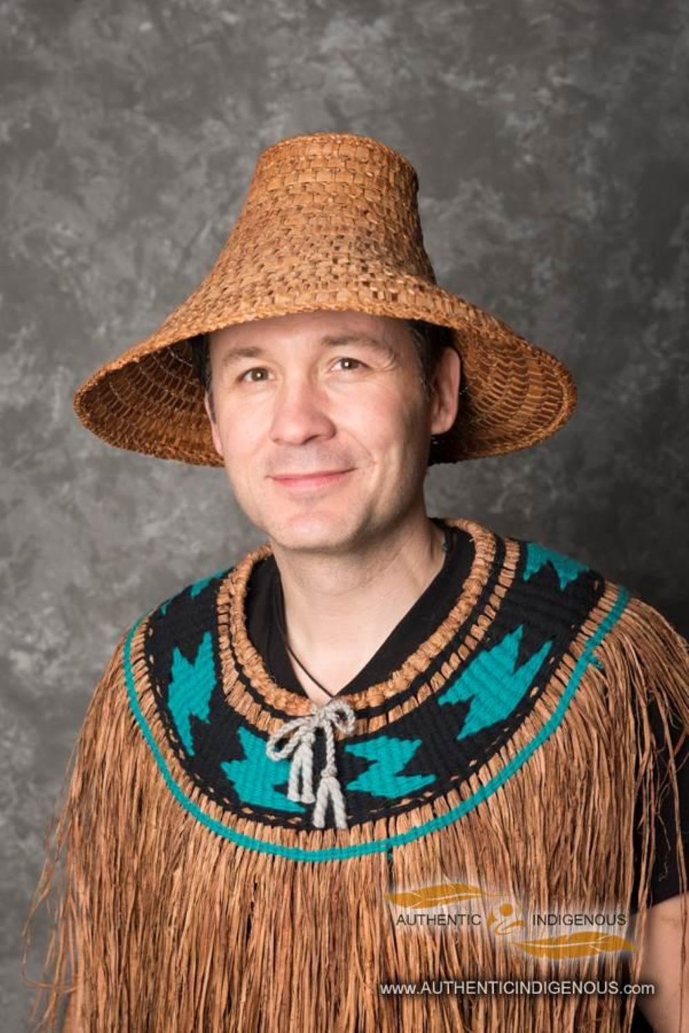 Man in woven hat