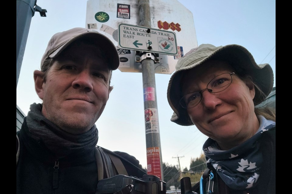 Sean Morton and Sonya Richmond walking the Trans Canada Trail through Horseshoe Bay.