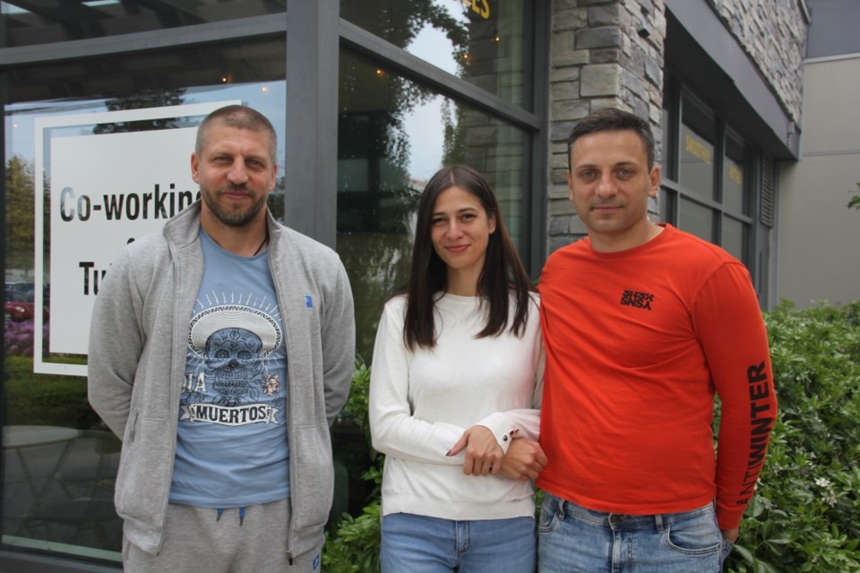 Slava Sydorov, and Katya and Anton Okhmat's families arrived on the Sunshine Coast on May 11.