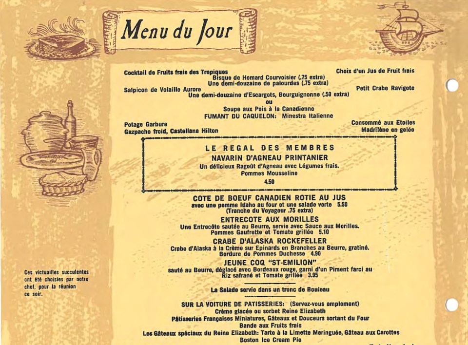 beaver club menu