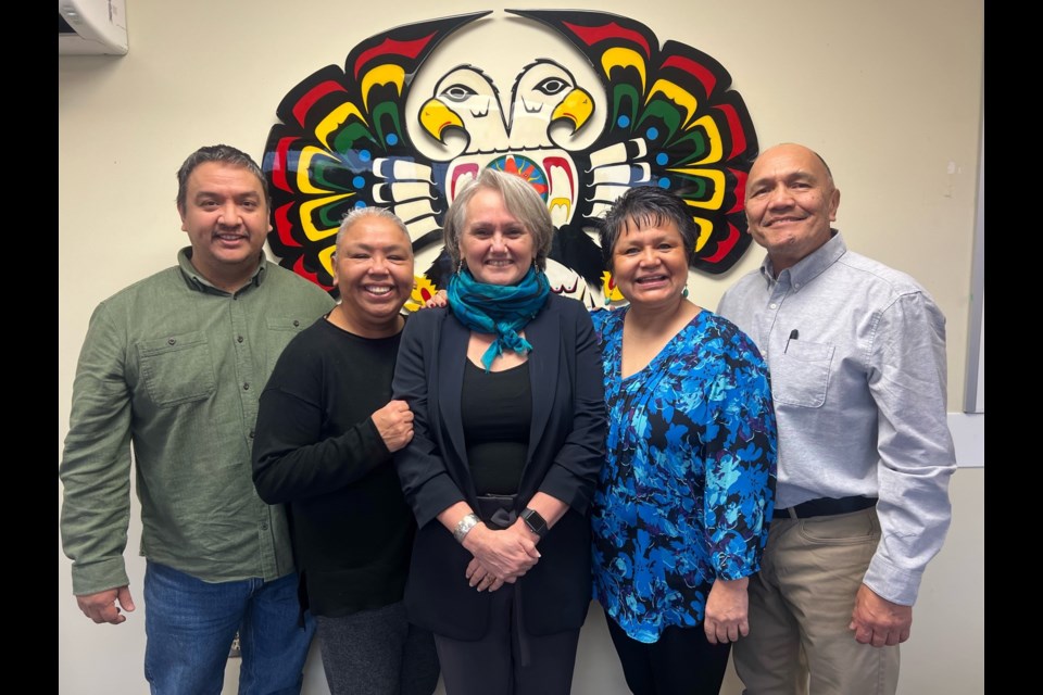 From right to left: The newly appointed Keith Julius, alongside Raquel Joe, Chief (lhe hiwus) yalxwemult (Lenora Joe),  Rochelle Jones and Philip Paul. 