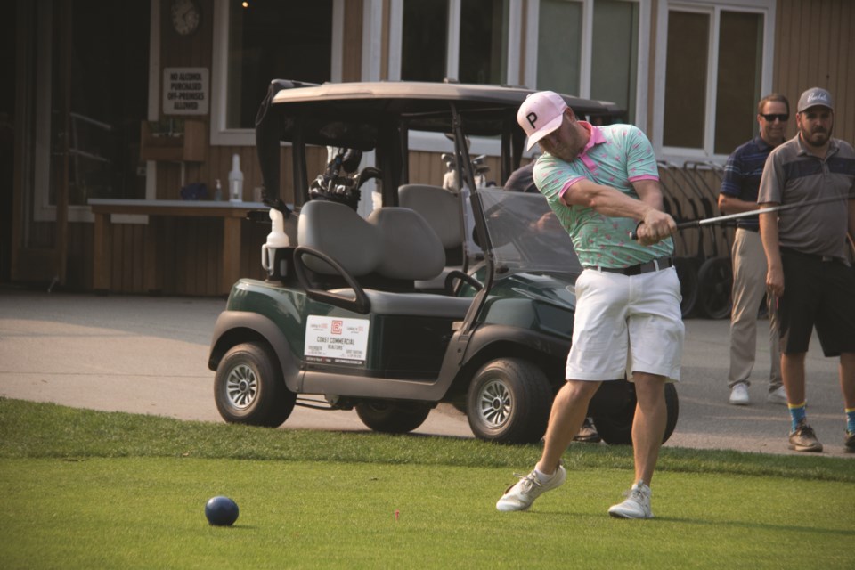 Taylor Fancher tees off on the first hole Sunday at the 2021 Sea Cav tournament.