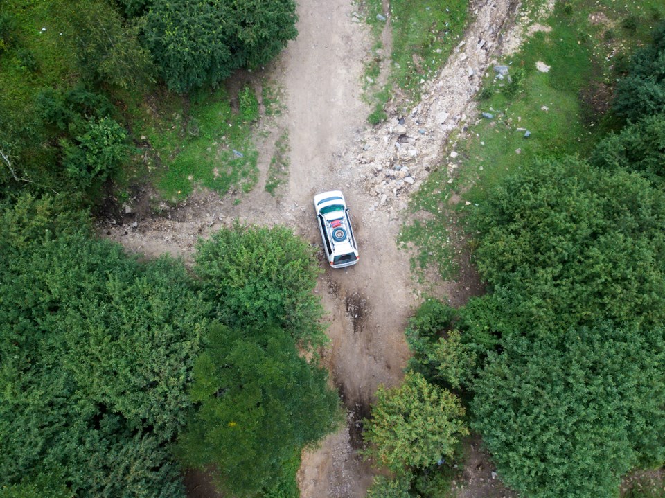 aerial-car-in-forest