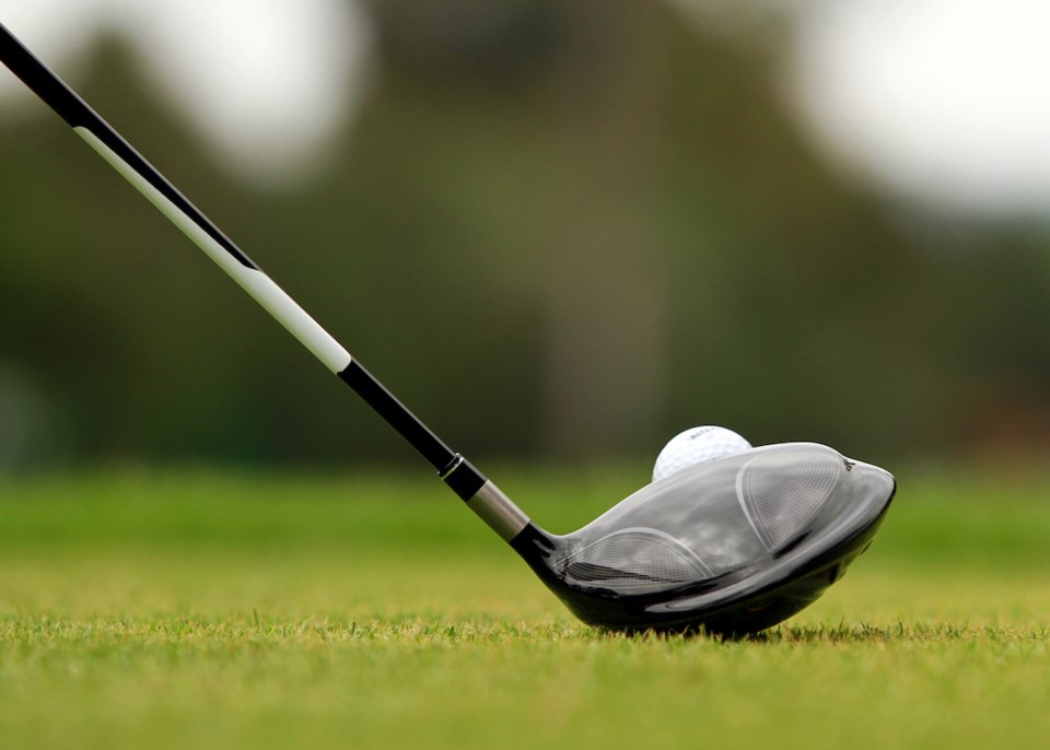 Golf club and ball on greens