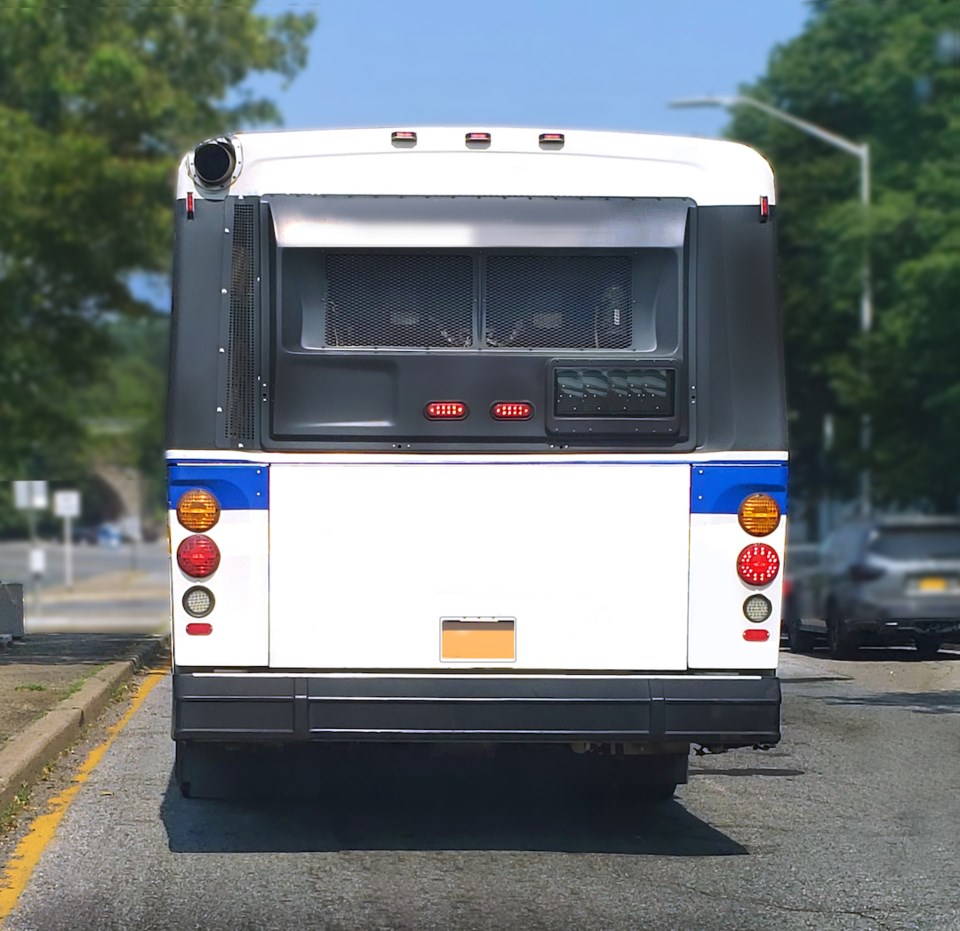 The view of a bus from behind