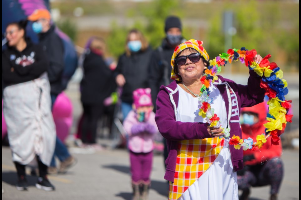 Alice Rafella dances at the Filipino Community Cochrane float at the 2020 Labour Day Parade (Display) on Monday (Sept. 7). (Chelsea Kemp/The Cochrane Eagle)
