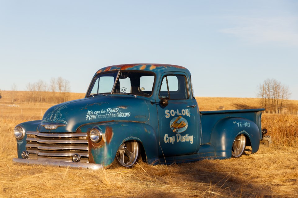 J and Jarrett Ostrowski's 1950 Modified Chevy rat rod. (Chelsea Kemp/The Cochrane Eagle)