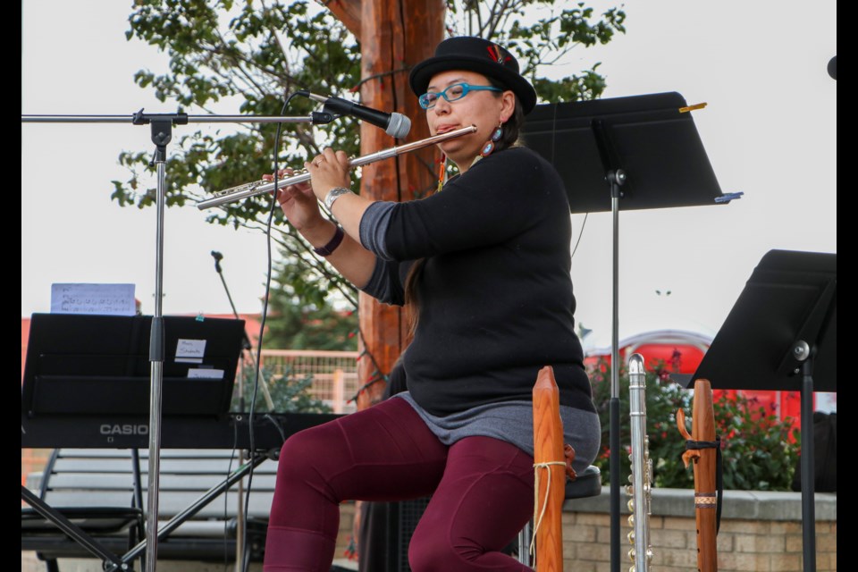 Local Cree musician Jessica McMann headlines the performances at Cochrane Integrated Arts Society’s Cochrane Culture Days at Centennial Plaza on Sunday (Sept. 12). (Jessica Lee/The Cochrane Eagle)