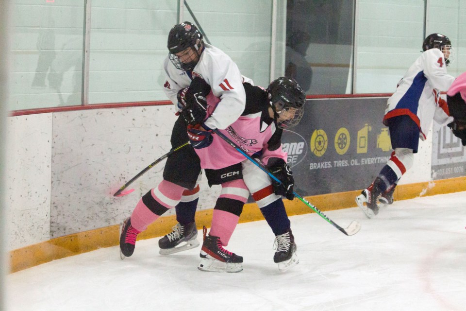 The Airdrie-Cochrane Havoc U16 AA boys' team were draped in pink on Oct. 22 to take on the Lethbridge Hurricanes for their home opener at the Spray Lakes Family Sports Centre.