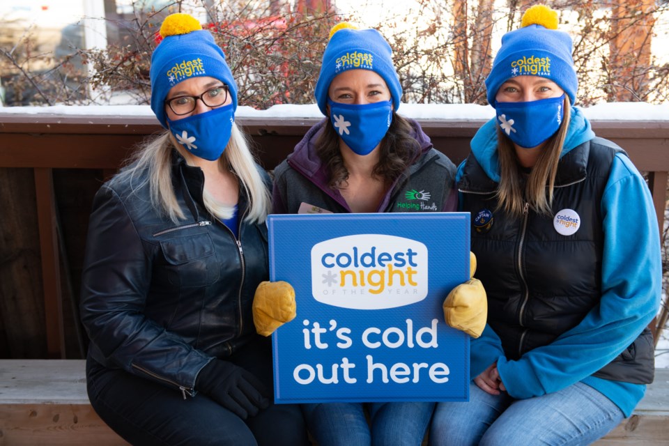 Helping Hands Society of Cochrane and Area programs manager Melia Hayes, left, executive director Chairra Nicolle and food security programs manager April Baird are hoping to get as many participants as possible engaged in this year's Coldest Night of the Year Walk Feb. 26. 