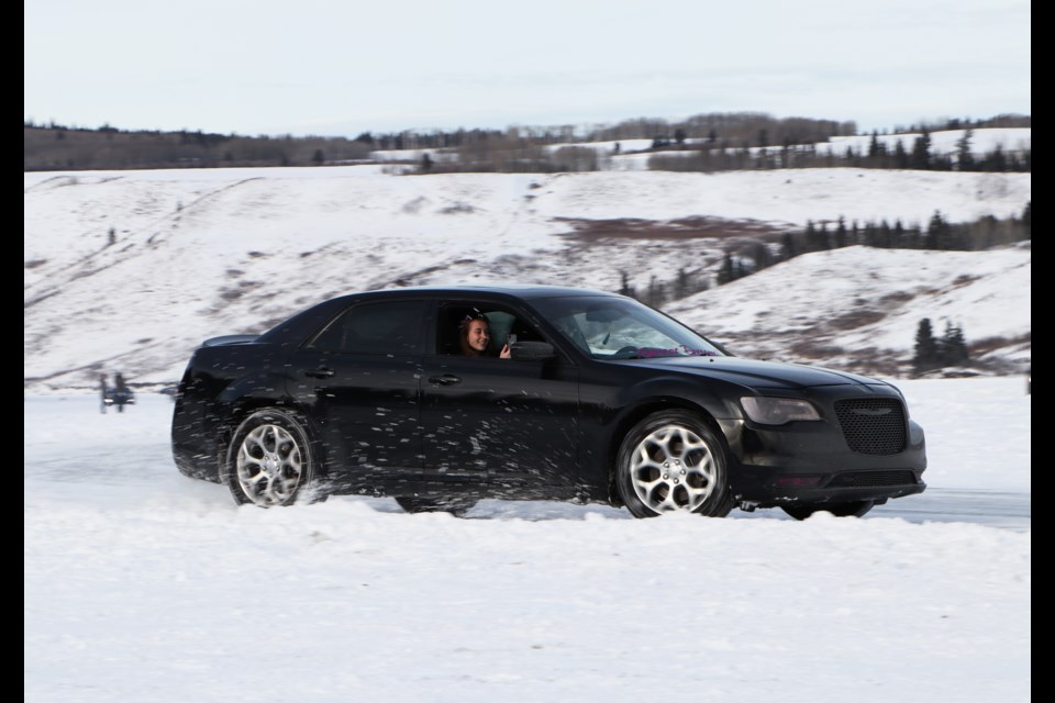 Hundreds of motorists drove side-by-sides, pick-up trucks, go-karts, sedans and SUVs on an ice track cleared at Ghost Lake Reservoir in the afternoon sun Jan. 9. (Jessica Lee/The Cochrane Eagle)