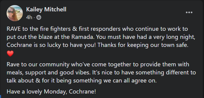 Firefighter appreciation post from Facebook