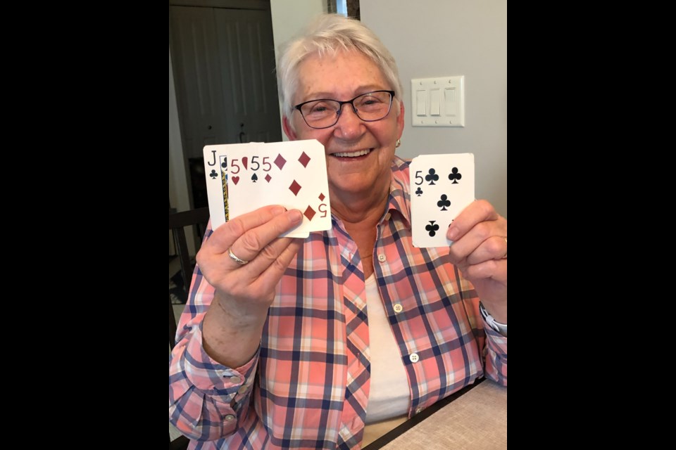 Pat Treit, a member of Seniors on the Bow, was dealt a rare hand worth 29 points while playing a game of crib at a friend’s house March 21. (Photo Submitted)