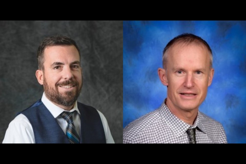 Shane Dempster, left, will become the principal of Bow Valley High School in the upcoming school year while Earl Castiglione, right, will take on his first principalship at Westbrook School. (Photo Supplied)