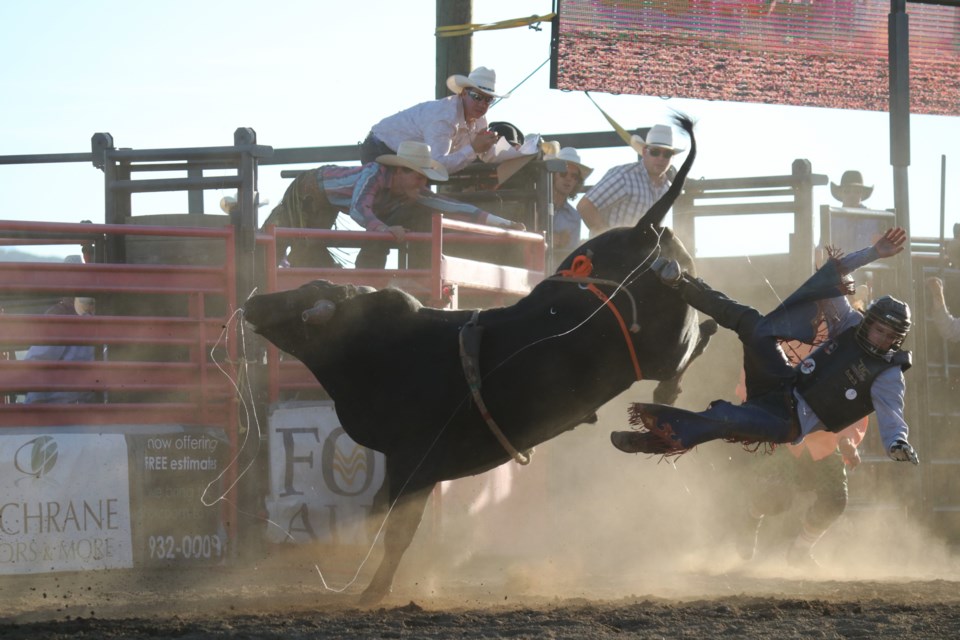 Thirty of the world's top bull riders competed with the rankest bulls on the circuit at the 21st annual Cochrane Classic Bull Riding Aug. 6 at the Ag Society. (Jessica Lee/Cochrane Eagle)