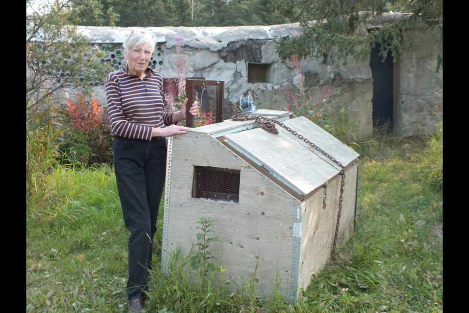 President Clio Smeeton with one of CEI's specially designed cub transport crates.