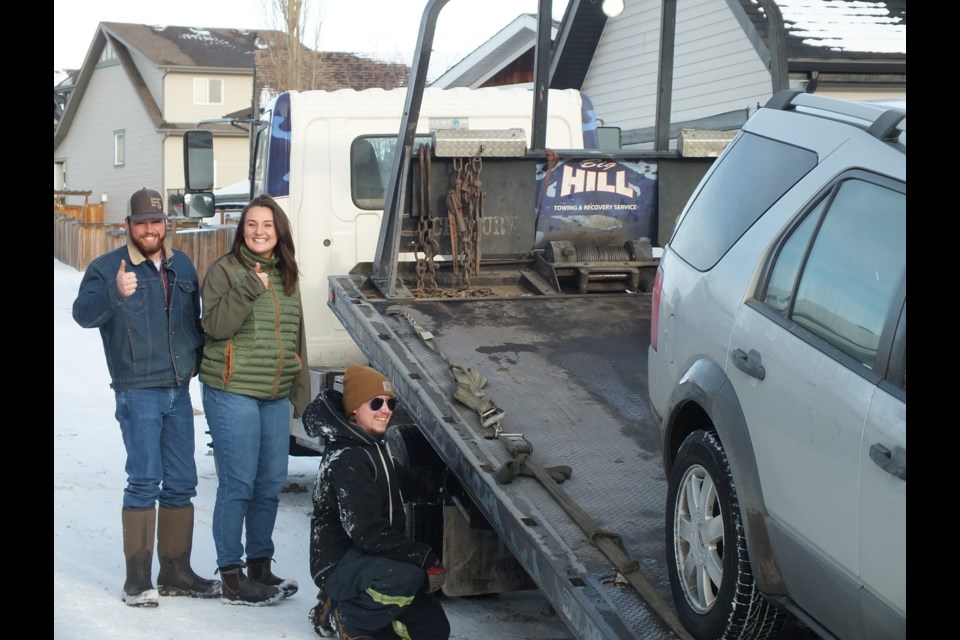 Cochranites Brendan Bowie and Maggie Lyons were rescued by Matt Strickland of Big Hill Towing on Christmas Day.