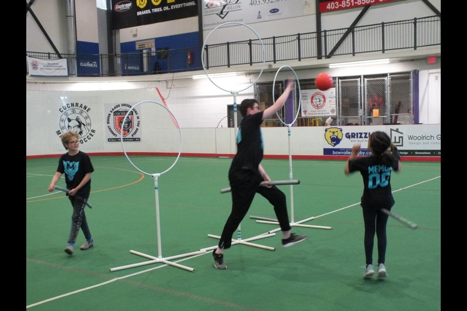 Cochrane Youth Quidditch team in action at Spray Lake Family Sports Centre