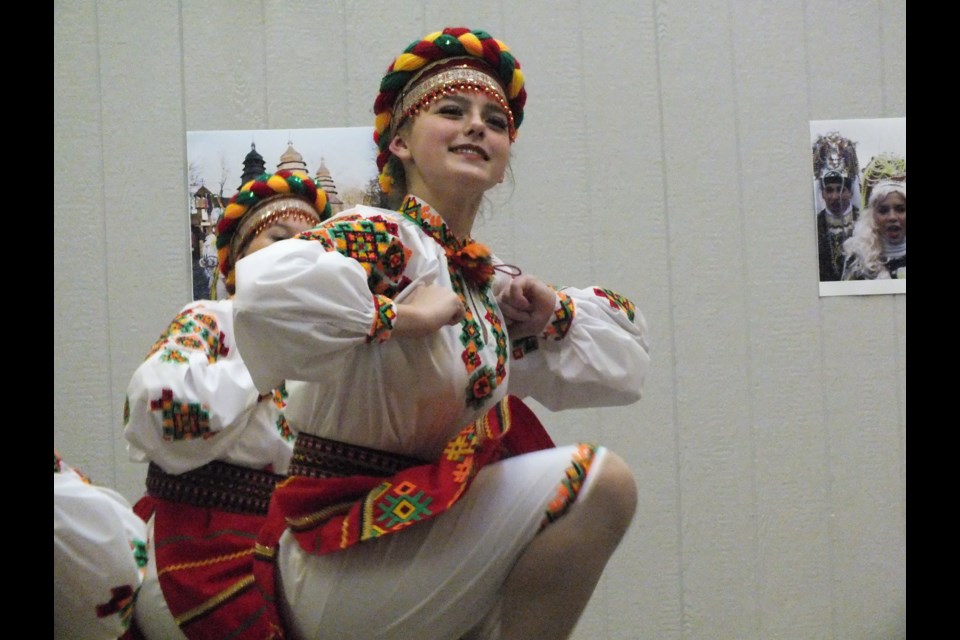 The Tryzub Dance Ensemble performed at the Ukrainian New Year's party at Frank Wills Memorial Hall  Jan. 14. The party was hosted by Cochrane Family and Community Support Services, supported by the Family Resource Network, Rotary Club, Lions Club, the Town of Cochrane, and Bow RiversEdge Campground.