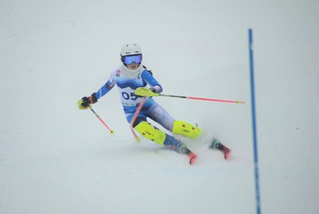 Rebecca Pelkey in her silver medal run in the Slalom at the Canada Winter Games in New Brunswick.