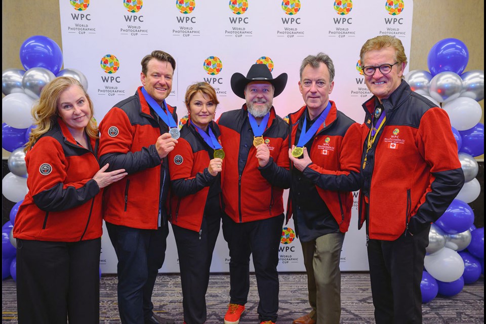 Team Canada medal winners, including Cochrane's Jacquie Matechuk (Third from Left), at the World Photographic Cup.