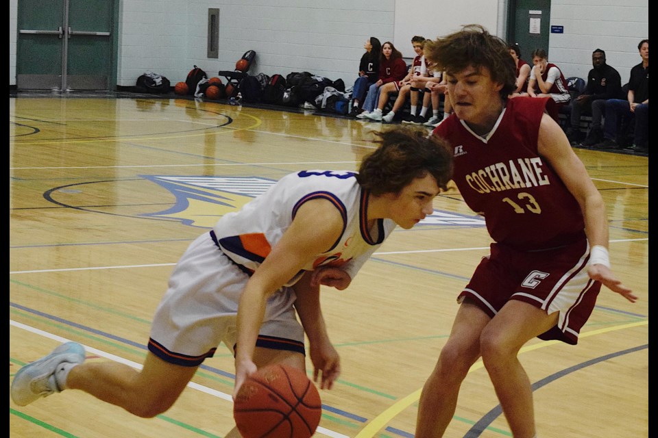 Cochrane Senior Boys Cobras defeated the W.H. Croxford Cavaliers 87-73 at the RVS school championship at Bow Valley High.