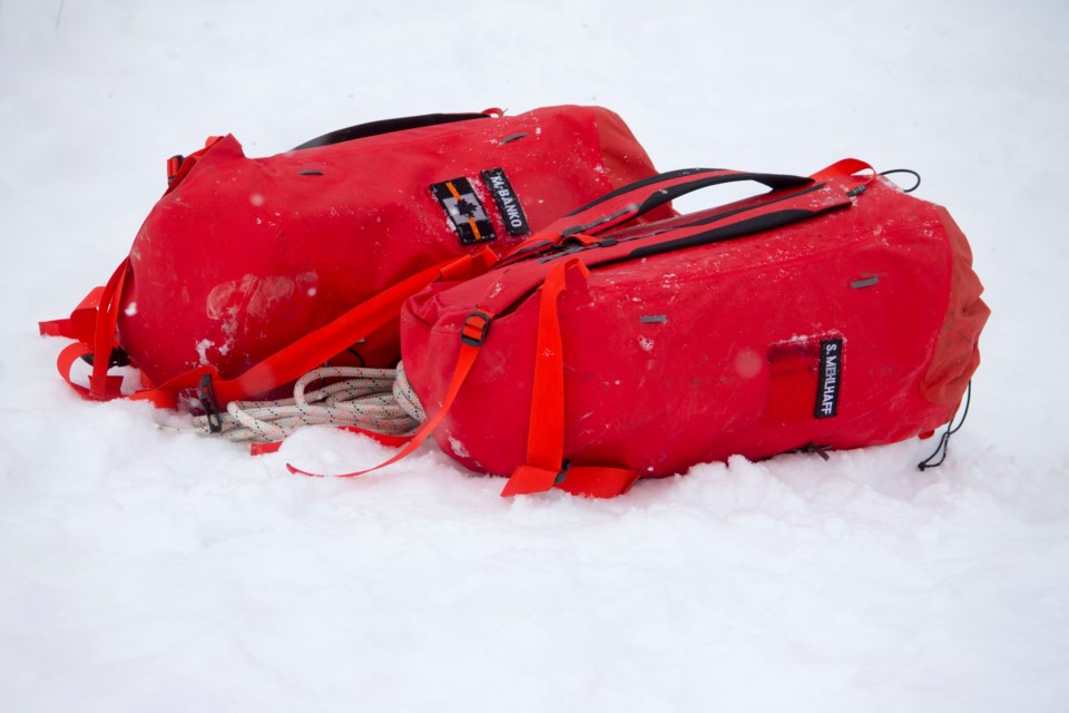 As part of a three-day long mock disaster emergency exercise taking place in Cochrane, Search and Rescue Alberta conducted a mock rescue scenario at Mitford Park on Mar. 23.