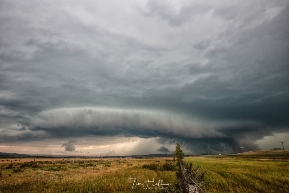 Image of the storm clouds in Cochrane [credit to Tim Hall via Facebook]