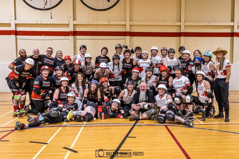Walter Howor with Team Canada ahead of the 2025 Roller Derby World Cup.