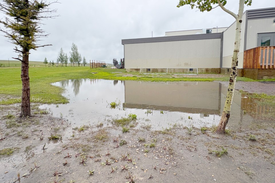 Water may pool in designated 'trap lows' on the street and some greenspace.