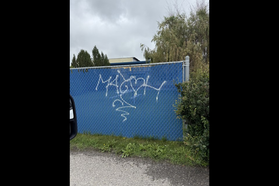 Several businesses reported tags painted on their premises overnight. 