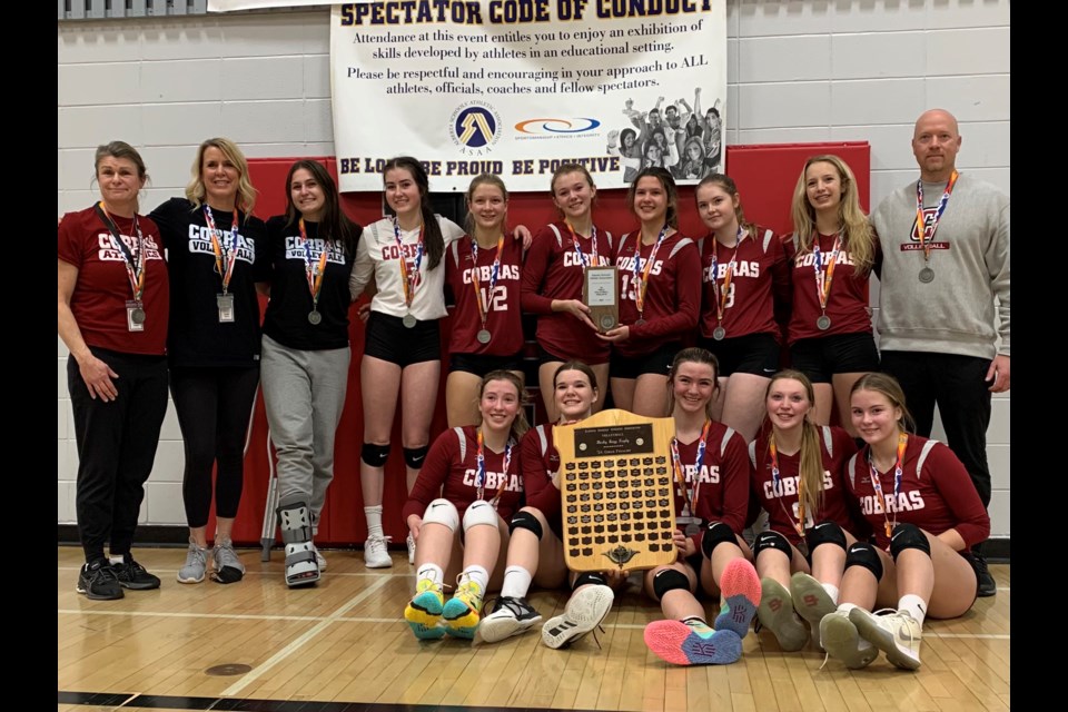 The Cobras senior girls varsity team wins silver at the ASAA 3A provincial championship tournament in Westlock Nov. 24-27. (Submitted Photo)