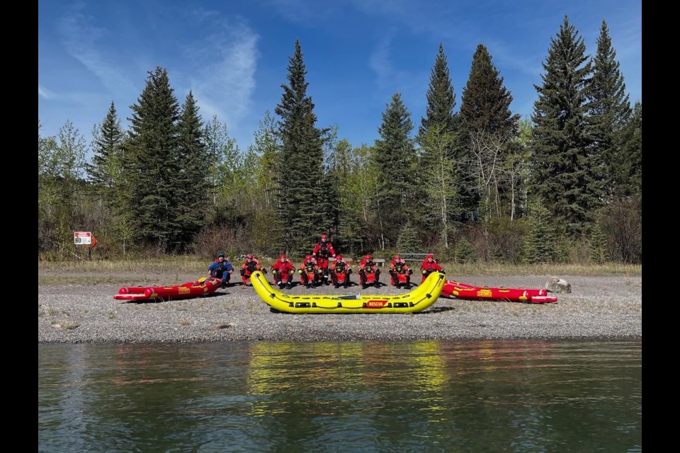 Cochrane Firefighters under going swift boat rescue training earlier this week. 