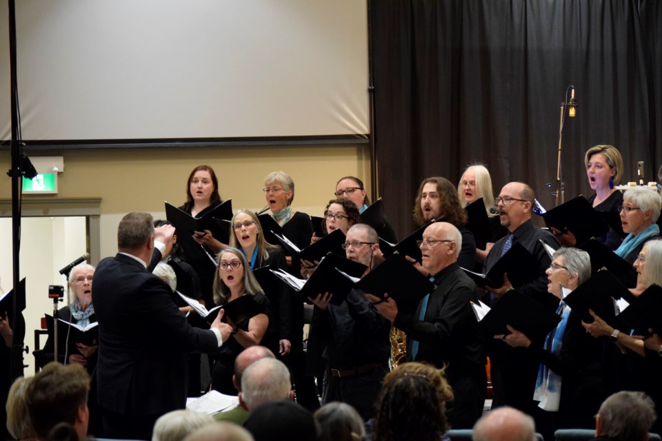 The Choral Waves choir being directed by Diego Bechthold at the Cochrane Music Society Spring Showcase Concert at the Cochrane Alliance Church on May 10. 
