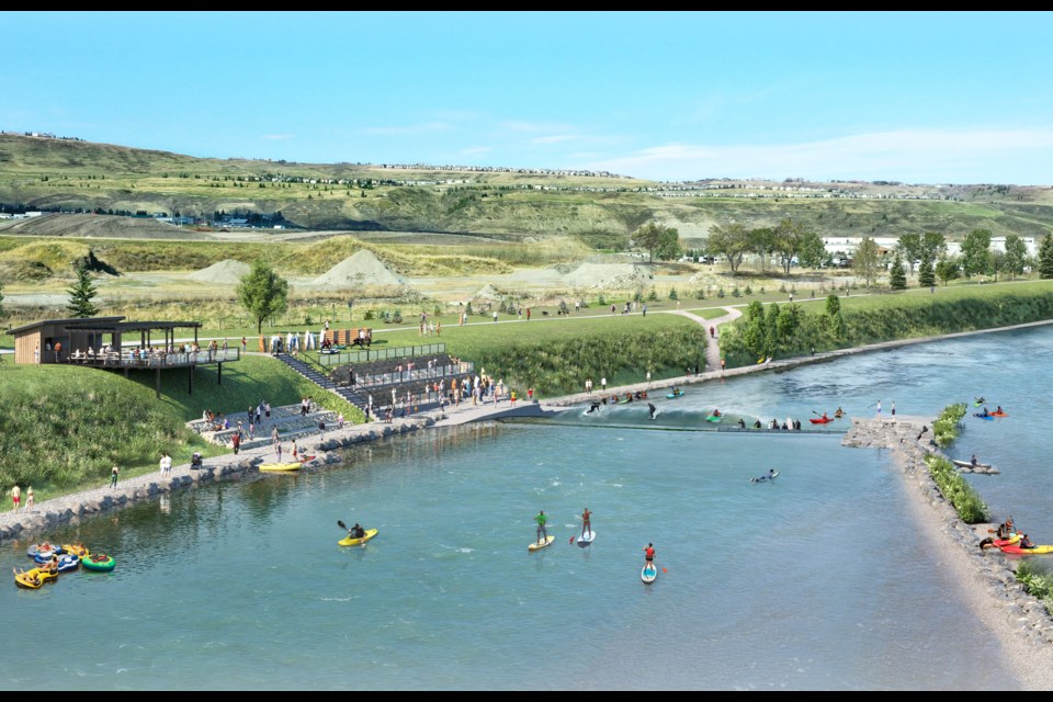 A recent survey in Cochrane showed plenty of public appetite for recreational offerings on the Bow River, as shown in a conceptual rendering here.