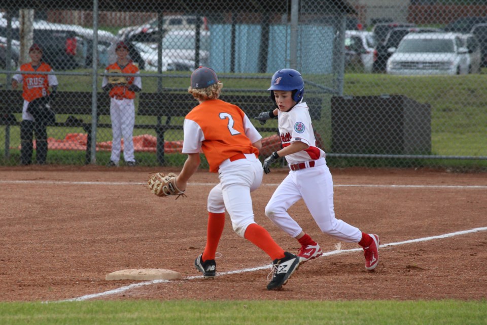 Third baseman Braeden Bohach-Murray made a great catch and tagged the runner for the out. 