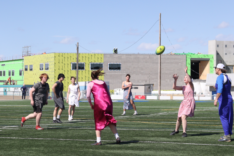 Grade 11 and 12 students from Cochrane and Bow Valley high schools competed in the Dress-Up Rumble touch rugby tournament on Friday, April 11.