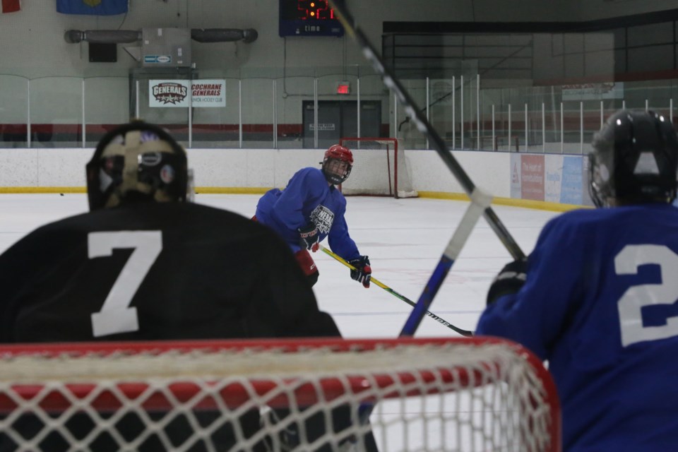 A potential General looks for an opening on the Cochrane Generals roster. (Tyler Klinkhammer/The Cochrane Eagle)