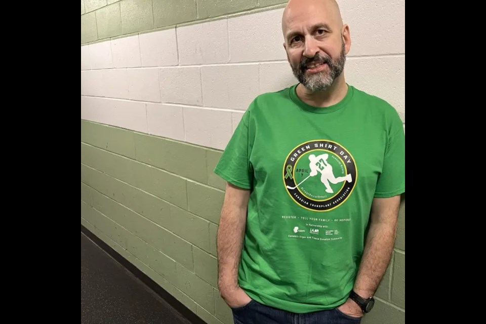 Geoffrey Kehrig with his winning design for Green Shirt Day 2025.