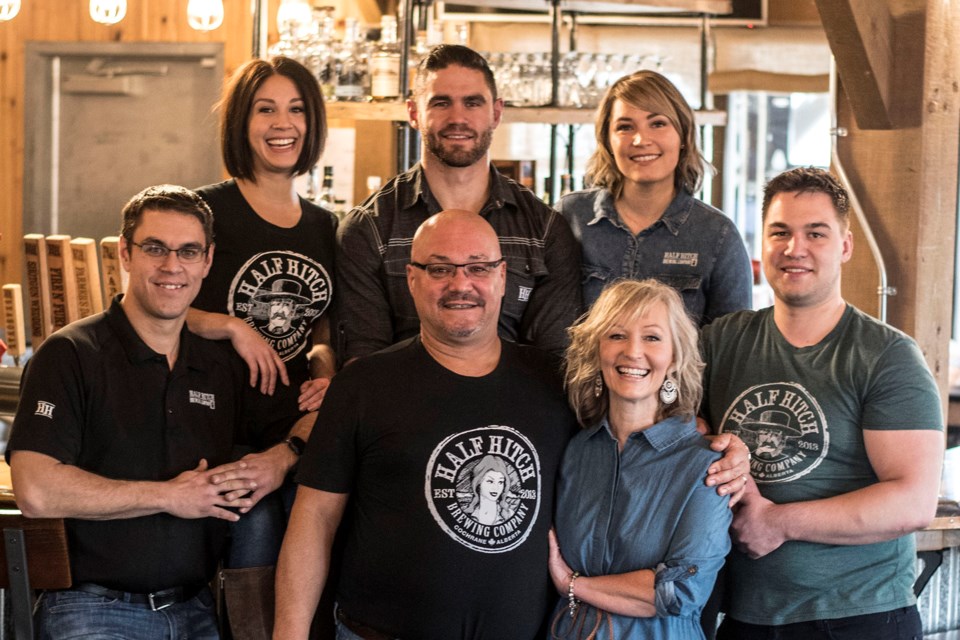 The Heier/Kozloski family that owns and operates the Half Hitch Brewing Company are pictured in the restaurant. 
From top, left to right: Lauren Kolenda, Kyle Heier, Brittany Kozloski
Bottom, left to right: Chris Heier, Michael Heier, Lisa Heier and Chace Kozloski (Photo supplied)