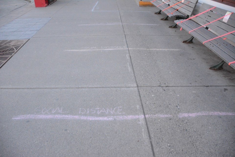 Social distancing is in place all throughout Town. (Chrissy Da Silva/The Cochrane Eagle)