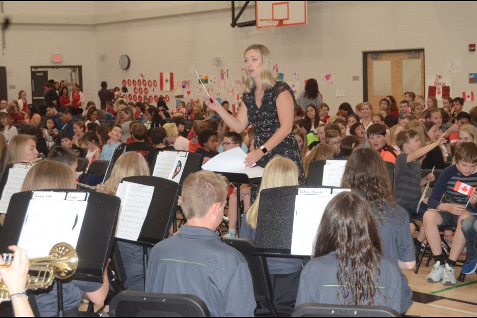 The RancheView School band plays in advance of the ceremony.