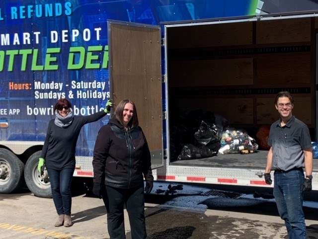 Left, Ana Botelho Clark, Sandra Scott and Chris Heier give their helping hands during a previous Bottle Drive.  Submitted Photo